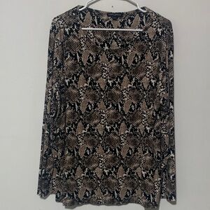 Mario Serrani Black and Brown Patterned Long Sleeve Top